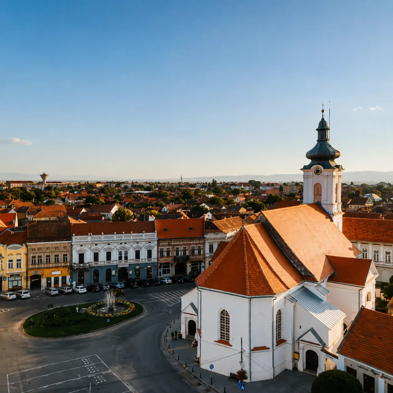 A kézdivásárhelyi református templom felülnézetből